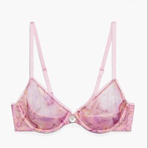 Savage Fenty  Holographic Honey X-Ray Vision Unlined Demi Bra 32A Pink Purple